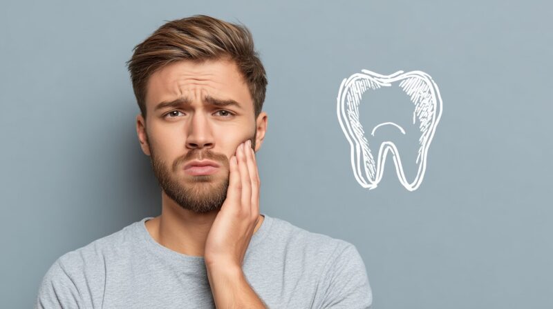 奥歯に虫歯ができた男性