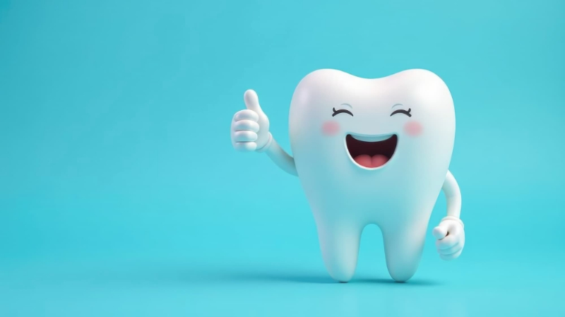 歯がグッドと親指を立てて喜んでいるイメージ