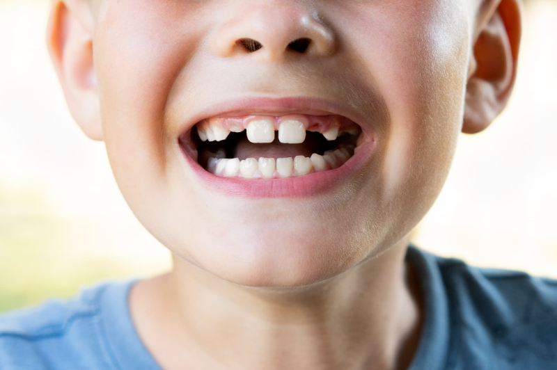 乳歯の抜けた子どもの口もとのイメージ